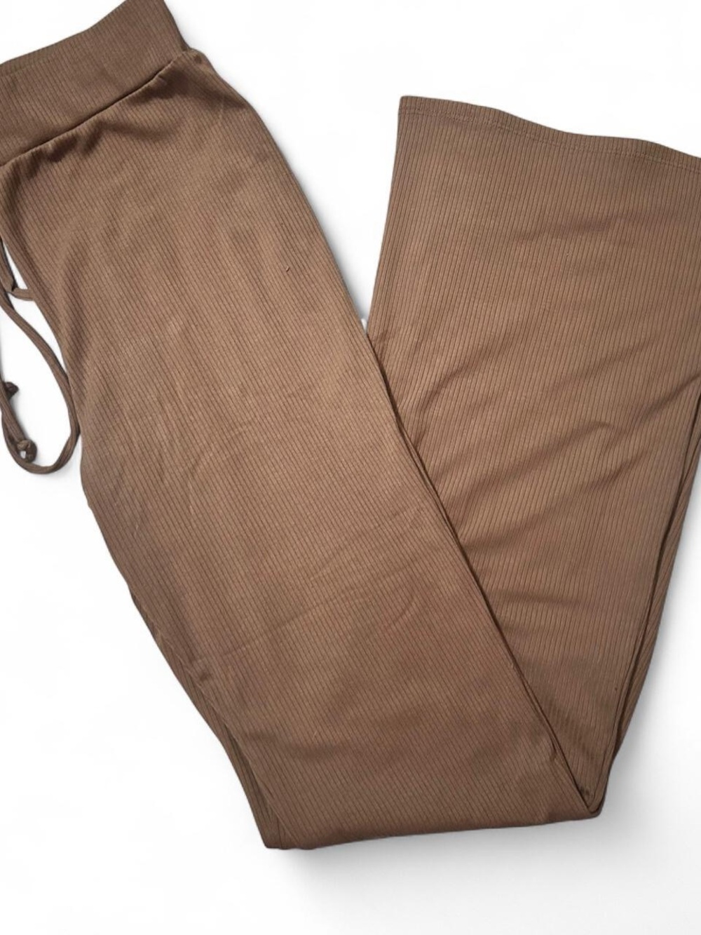 Ribbed Brown Flare Bottom Pants